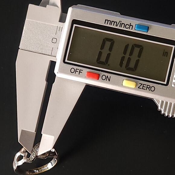 Two Hearts Rhinestone Statement ring, Sterling Silver Ring, Size 6 - Picture 7 of 10